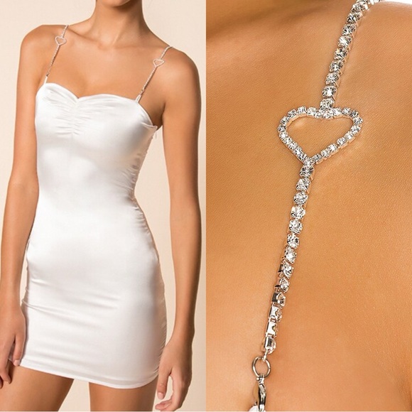 REVOLVE Dresses & Skirts - NWT REVOLVE Superdown Tabitha Heart Rhinestone Satin Mini Dress